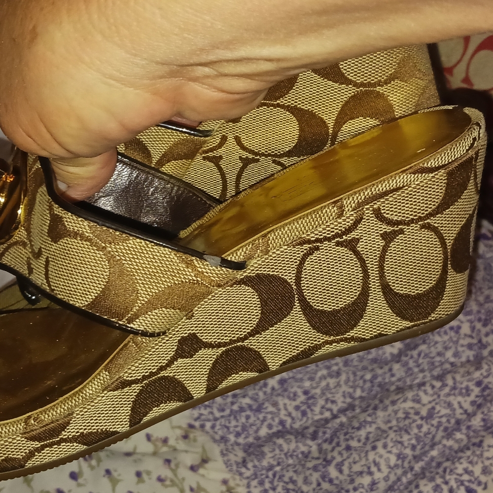 Coach Brown Wedge Shoes with Signature Style
